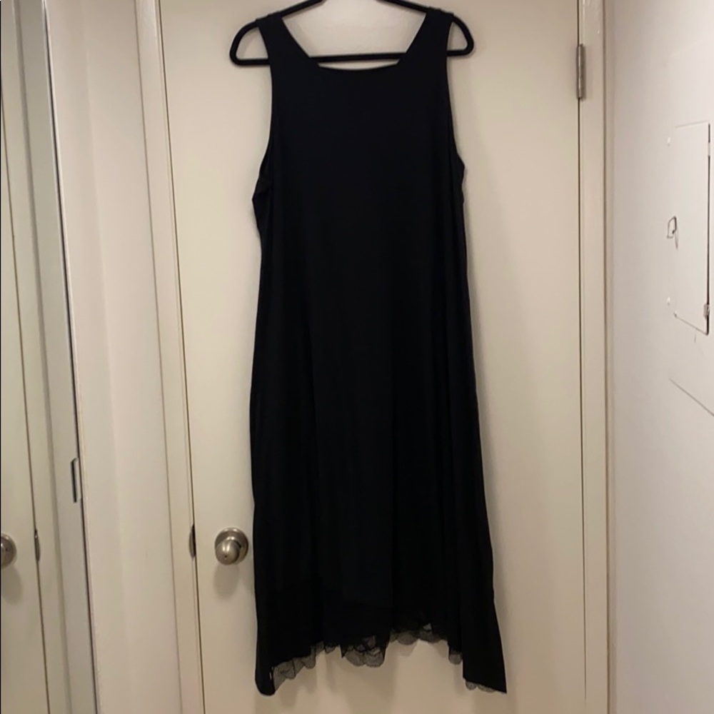 Black A line dress with lace at bottom